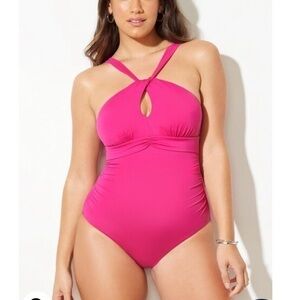 Swimsuits For All Brand Pink One Piece Swimsuit